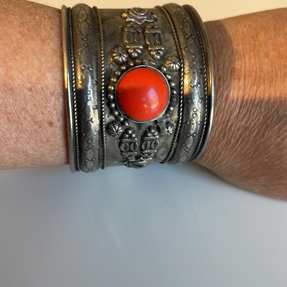 Silver Cuff with Orange Stone - Picture 3 of 5